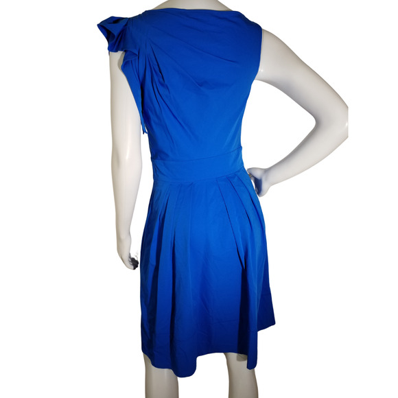 Diane von Furstenberg Blue Tech Stretch Bow Dress | Size 2 | Designer - Picture 3 of 5